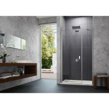 HÜPPE – Design pure Viereck Schwingtür mit Nebenteil – 6 mm ESG-Glas – eloxiertes Aluminium – teilmontiert