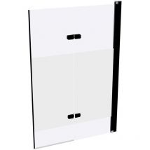 HÜPPE Design pure Badewannenabtrennung mit Schwingfalttür – Rechtsseitige Befestigung – Aluminiumprofile – 90° Schwenkbar – 180° Schwenkbar – 10mm 