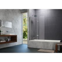 HÜPPE – Badewannenabtrennung Design pure mit Schwingfalttür – eloxiertes Aluminium, 15mm Wandprofil, 10mm Schwallschutz
