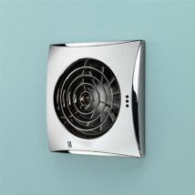 HIB - Hush Chrome Wall Mounted Extractor Fan with Timer and Humidity Sensor - 33200