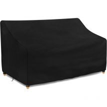 3-Sitzer-Gartenbank-Abdeckung 163 x 66 x 63/89 cm, wasserdicht, Gartensofa-Abdeckung, Oxford-Gewebe, winddicht, UV-beständig, mit Schnalle, Schwarz