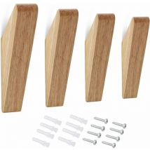 Start - Huthaken, Naturholz-Befestigung, Wandmontage, Kleiderhaken, dreieckiger Holzhaken, Garderobe für Hüte, Jacken, Taschen, Kleidung (4 Stück)