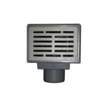 Horizontaler Kellersiphon DN110, 170x240mm/Gussrost 155x225mm, Schmutzfangkorb