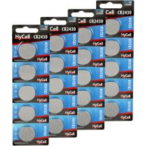 Hycell - 20er Pack Lithium Knopfzellen CR2430 3V - Knopfbatterien - 20 Stück
