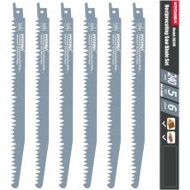 Lame Scie Sabre 240mm, 6pcs Lames de Scie Sabre pour Bois, Bambou, pvc, Cloisons Sèches, Convient à Toutes les Scies Sabre - Hychika