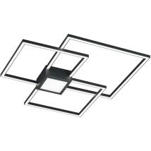Hydra Plafoniera Led Metallo Antracite Triplo Quadrato+Luce Centrale Dimmerabile Con Interr. l. 66X66Cm