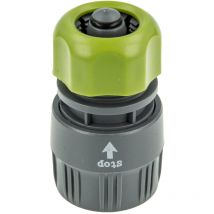 Hydro-Fit Schlauchkupplung Klickverbinder mit Wasserstopp für Schlauch 1/2 Zoll (ø 12 mm) pvc-u Grau/Grün