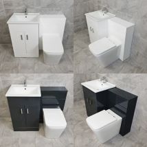 1050mm Bathroom Vanity Set Sink Basin and Square Style Toilet Luxury Hydros Tess, Anthracite Gloss-No Tap