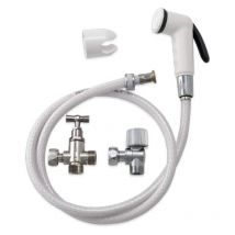 Riquier – Hygienische Handbrause für die Toilette, Eco-Modell – ABS, Weiß – 1 Handbrause, 1 Halter, 1 Sanitär-Jet -Hahn, 1 NF-Eckhahn, 1 Schlauch