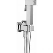 Hygienisches Duschset zur Reinigung des quadratischen Toilettenmodells Tecom KITIDROS Chrom