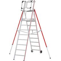 Hymer - Escalera de plataforma de aluminio modelo estándar 8 peldaños