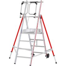 Plattformleiter ProTect – 4 Stufen – Aluminium – max. Arbeitshöhe 2,93 m – Tragfähigkeit 150 kg – Hymer – 848304