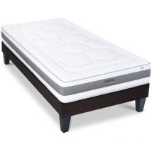 Hypsom - Ensemble sublime 90x190 cm Matelas Mémoire de forme + Sommier Bois