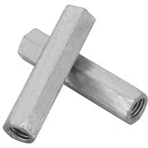Hyuduo 10Pcs M1060 Zinc Plated Steel Long Hex Nut Doweling Connectors Coupling Nut Coupling Rod Hex Nut Screw Column Nut
