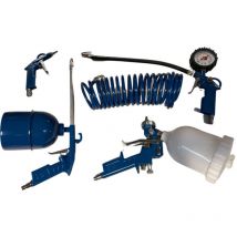 Hyundai 5-Piece Air Compressor Tool Kit - Tyre Inflator, Pressure Gauge, Degreaser & Paint Gun, Air Hose