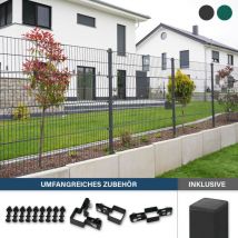 Home Deluxe - Doppelstabmattenzan morata , Gartenzaun, Mattenzaun Höhe: 240 cm / Länge: 36 m 4x Eckpfosten Gartenzaun Mattenzaun