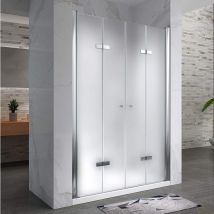 I-flair Duschfalttüren, Duschabtrennung aus 6 mm satiniertem Sicherheitsglas Breite: 144-148 cm - Höhe: 195 cm