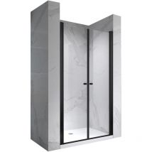 i-flair Duschtür Pendeltür Nischentür Duschabtrennung mit schwarzen Profilen Breite: 68-72 cm - Höhe: 195 cm