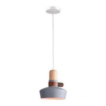 Larissa Lighting - Ialysos Dome Suspension Plafonnier 1x E27 Gris Bois Cuir