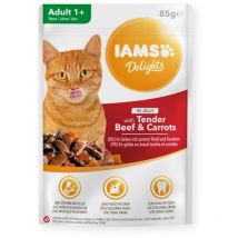 Iams Delights erwachsenes Rindfleisch & Karotten in Gelee 85 g