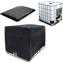 Fitags - IBC-Wassertankabdeckung 1000L, Schutzhülle für IBC-Tank, Regenwassertank (Schwarz), 120×100×116——
