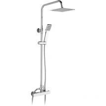 Ibergrif M21807 - Colonna doccia quadrata in ottone con metallo e plastica, con rubinetto termostatico, argento