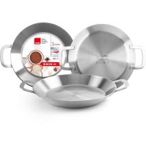 Padella per paella triply energy, 38 cm, acciaio inox, 8 porzioni, adatta ai piani a induzione. - Ibili