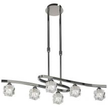 Diyas - Inspired Mantra - Ice - Telescopic Semi Flush Convertible 6 Light G9 eco, Polished Chrome