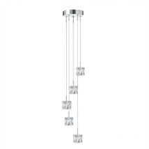 Searchlight - Ice Cube - Luminaire suspendu à 5 ampoules led en verre chromé