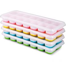 Hiasdfls - Ice Cube Tray, Set of 4 Ice Cube Molds with Lid, 14 Silicone Ice Cube Trays, lfgb Certified and bpa Free