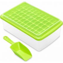 Orchidée - Ice Cube Tray with Lid and Freezer Bin, Easy Release 55 Nugget Ice Cube Tray with Lid