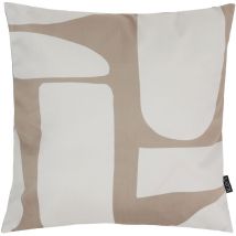 Icon - Coussin en velours à motif abstrait, Coussin de Salon - Décoration, 43cm x 43cm, Beige/Naturel