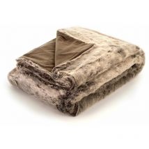 Couverture bas de lit en Fausse Fourrure, 200cm x 150cm, Beige Vison, oeko-tex - Icon