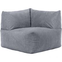 icon Pouf Angle Modulable en Velours Côtelé Tetra, Gris, OEKO-TEX