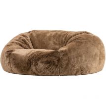 Pouf Canapé en Fausse Fourrure Cloud, Pouf de Salon Deux Places Géant - Très Grand - Pouf Méridienne, Beige Vison, oeko-tex - Icon