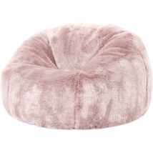 Icon - Pouf en Fausse Fourrure pour Enfants, Poufs de Salon, Rose Poudré, oeko-tex