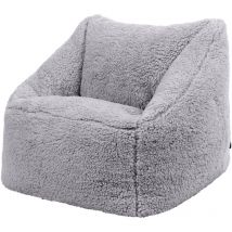 Icon - Pouf Fauteuil Enfant en Sherpa, Poufs de Chambre, Salon, Gris