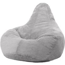 Pouf Fauteuil en Velours Côtelé Dalton, Poufs de Salon pour Adultes, Gris, oeko-tex - Icon