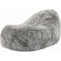 Icon - Pouf Chaise Longue en Fausse Fourrure Dream, xxl Poufs de Salon Géant, Gris Loup, oeko-tex