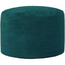 Pouf Repose-Pieds Rond en Velours Côtelé Frankie, Poufs de Salon, Vert Sarcelle, oeko-tex - Icon