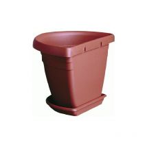 ICS - pot de rangement pour plantes et fleurs en polypropylA ne avec soucoupe 20x20x22 cm