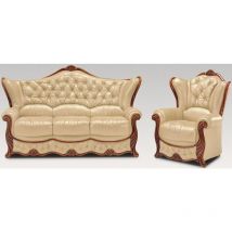 Idaho 3 Seater + Armchair Genuine Italian Leather Nut Sofa Settee Offer