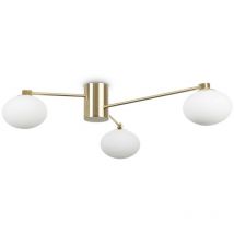 Hermes 3 Light Globe Multi Arm Semi Flush Ceiling Lamp Brass - Ideal Lux