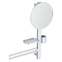 Alu+ - Miroir avec porte-serviettes, tablette et gobelet pour brosses à dents et dentifrice, argenté BD588SI - Ideal Standard