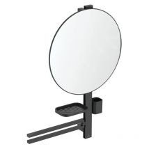 Ideal Standard - alu+ - Miroir avec porte-serviettes, tablette et gobelet pour brosses à dents et dentifrice, soie noire BD587XG
