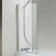 Ideal Standard - Connect Square Angle Hinged Bath Screen 1410mm h x 820mm w - 5mm Glass