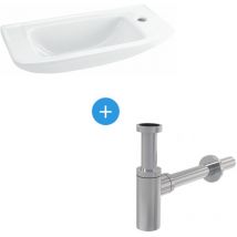 Ensemble eurovit Lave-mains 125 x 500 x 235 mm, blanc + Siphon Alca en Métal Chromé (R421901-SET) - Ideal Standard
