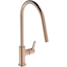 Ideal Standard - Gusto, Miscelatore monocomando per lavello da cucina, Bocca alta tubolare orientabile, BD408J4, Sunset Rosé