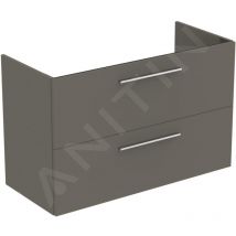 Ideal Standard - i.Life a - Meuble sous lavabo, 1000x440x630 mm, 2 tiroirs, quartz gris mat T5257NG