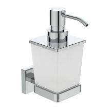 Iom Cube Lotionspender E2252AA Spender aus satiniert Glas, mit Befestigungssatz, verchromt - Ideal Standard